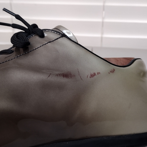 Prada Vintage Men's Ombre Patent Leather Lace Up Golf Athletic Sneakers Size 8 - Picture 12 of 15